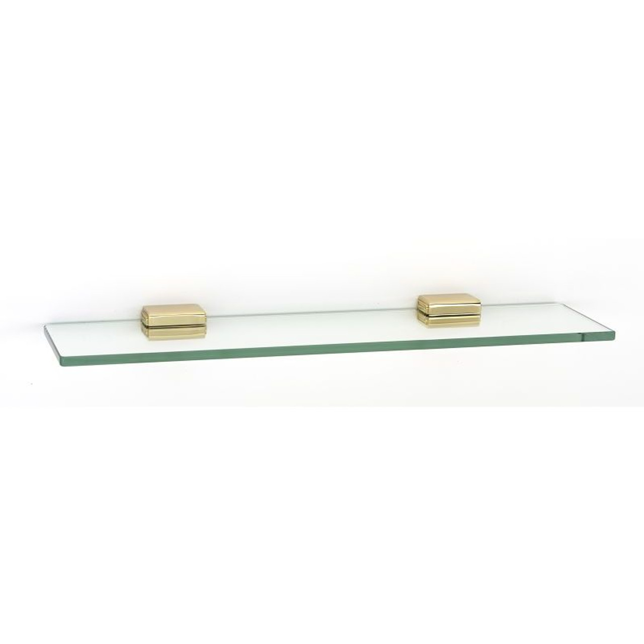 Alno Cube A6550-18-PB 18-in Glass Shelf with Brackets Modern in Polished Brass