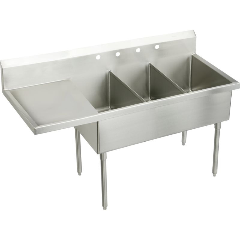 Elkay SS8354L2 Commercial Scullery Sink with 2 Faucet Holes in Buffed Satin