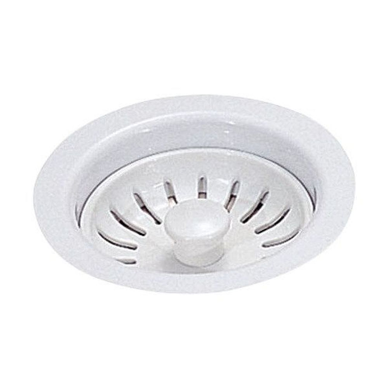 Strainer Basket Unit, Fits 3-1/2in Waste Opening in White Strainer Basket Unit, Fits 3-1/2in Waste Opening in White