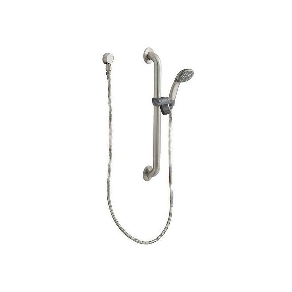 Single Function Hand Shower Package with Slide Bar, Hose and Wall Supply Included in Classic Brushed Nickel