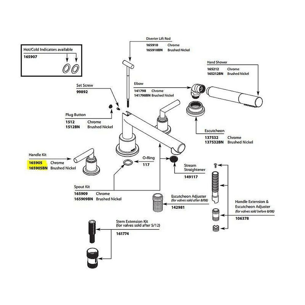Moen 165905 Replacement Handle Kit in Chrome