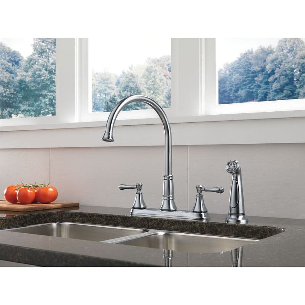 Two Handle Kitchen Faucet with Spray in Arctic Stainless