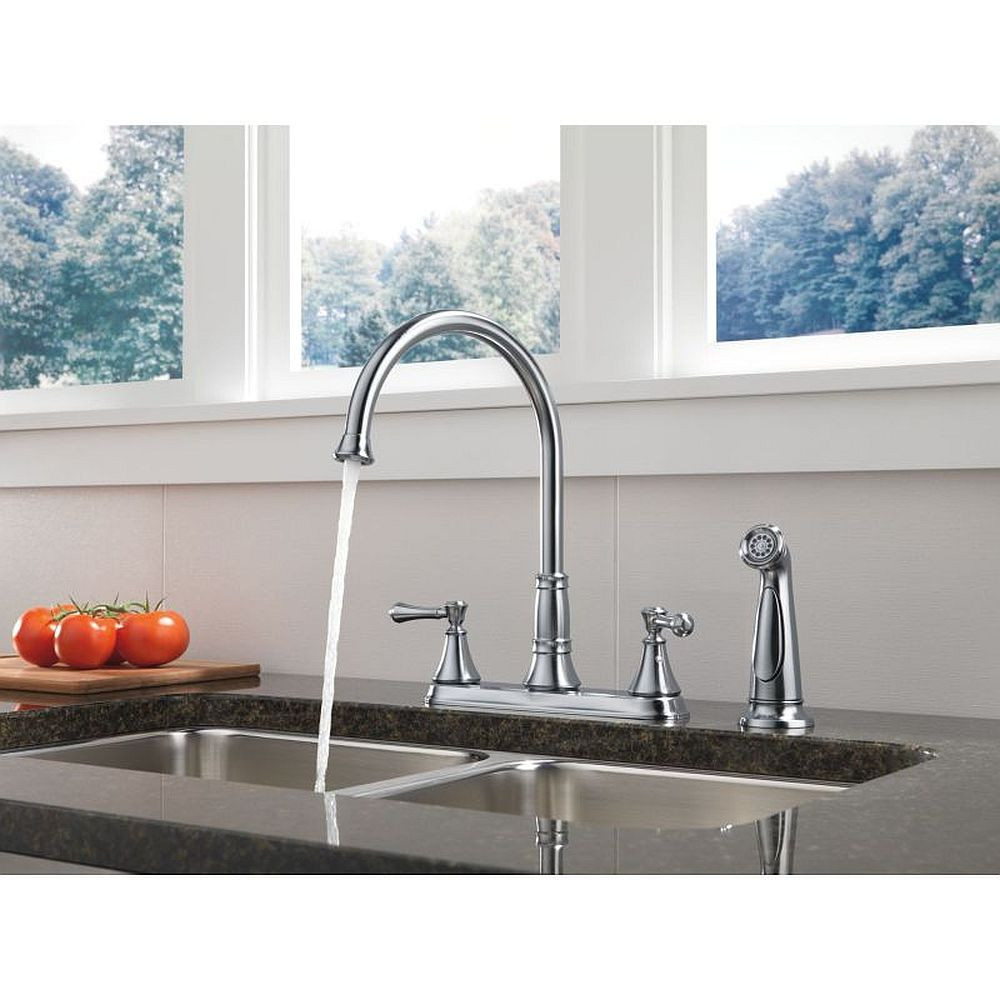 Two Handle Kitchen Faucet with Spray in Arctic Stainless