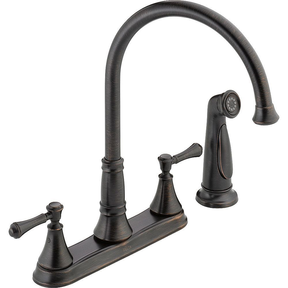 Two Handle Kitchen Faucet with Spray in Venetian Bronze