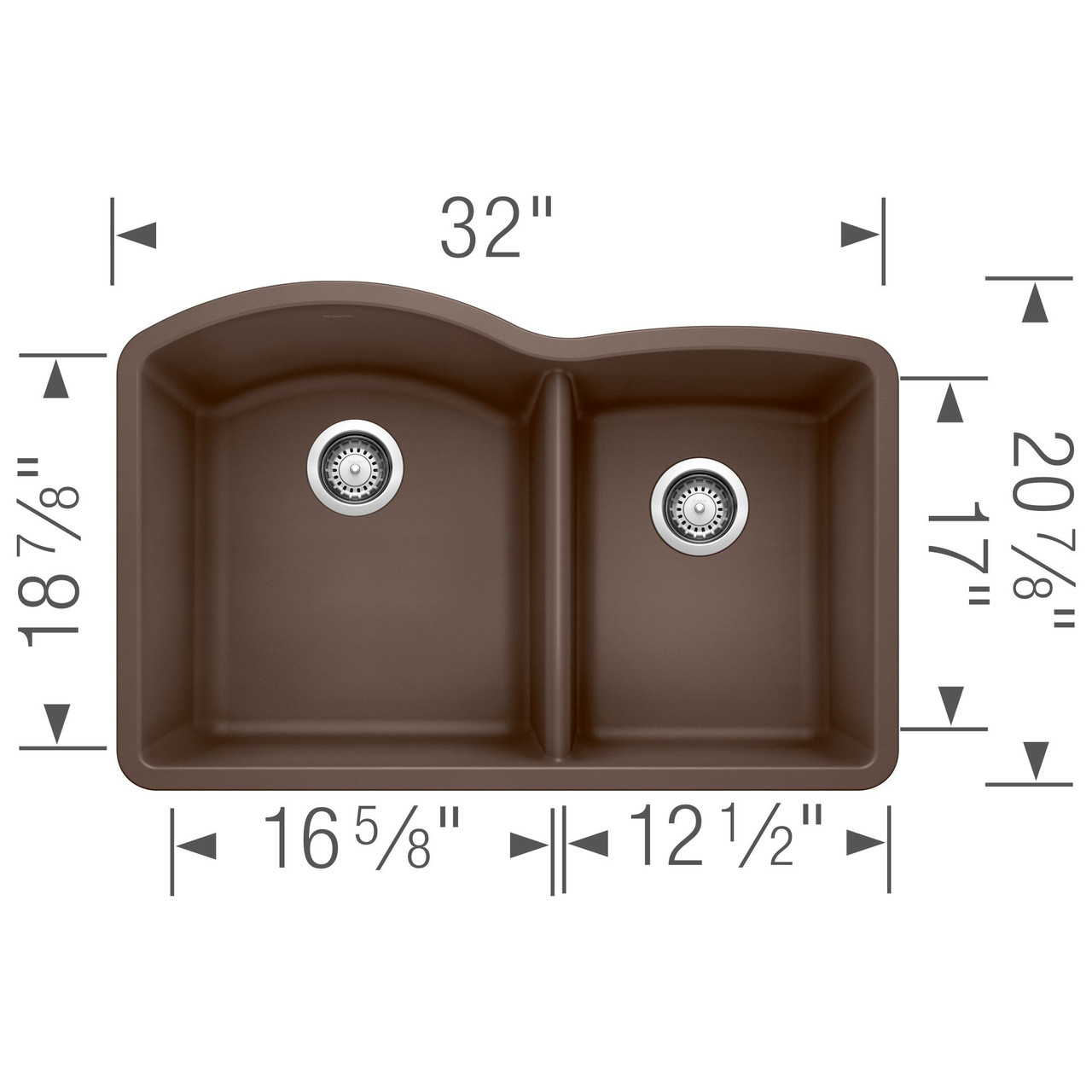 20.843-In X 32-In Double-Basin Granite Undermount Residential Kitchen Sink in Cafe Brown