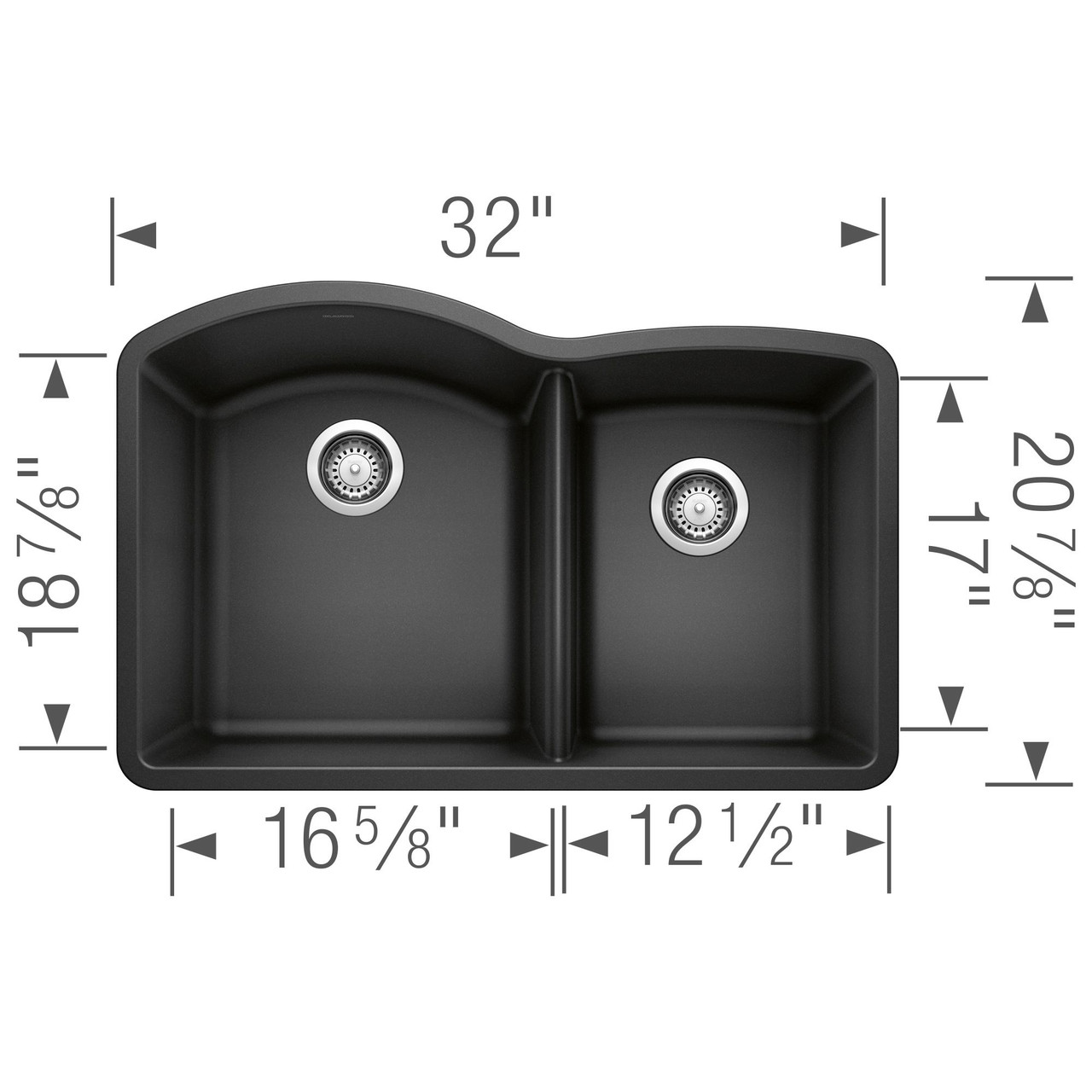 20.843-In X 32-In Double-Basin Granite Undermount Residential Kitchen Sink in Anthracite 20.843-In X 32-In Double-Basin Granite Undermount Residential Kitchen Sink in Anthracite
