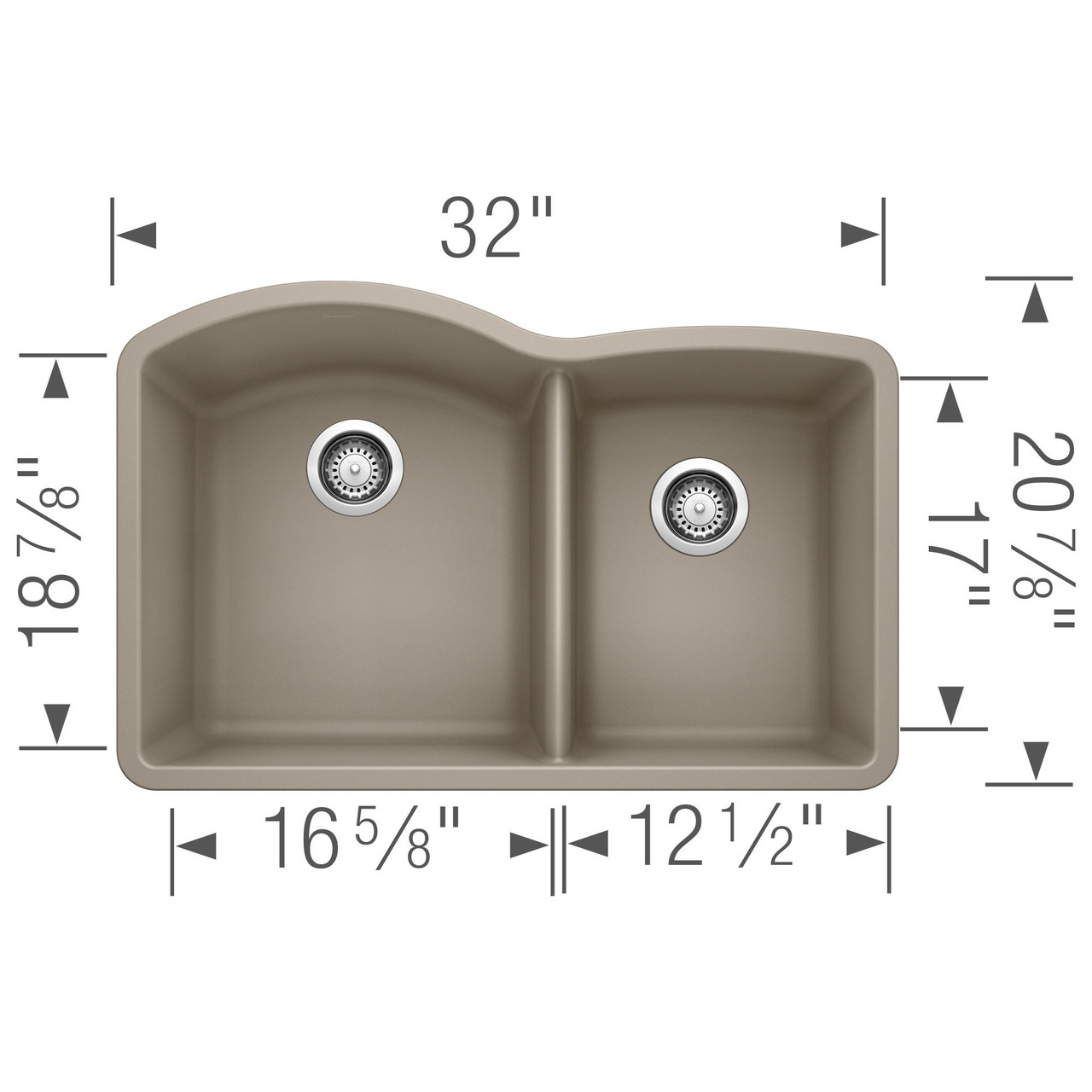 19-In X 32-In Double-Basin Granite Undermount Residential Kitchen Sink in Truffle 19-In X 32-In Double-Basin Granite Undermount Residential Kitchen Sink in Truffle