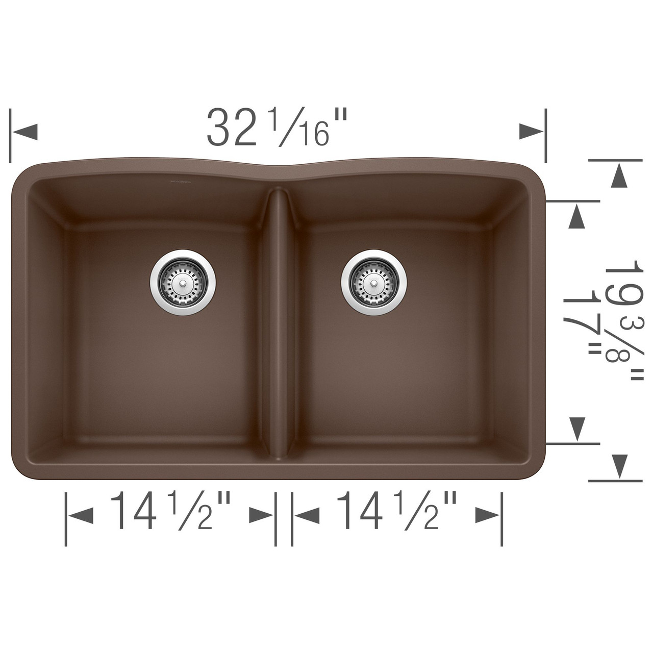 19.25-In X 32-In Double-Basin Granite Undermount Residential Kitchen Sink in Cafe Brown