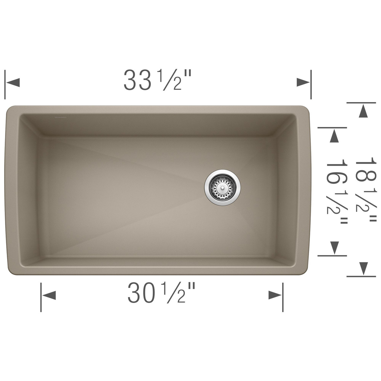 18.5-In X 33.5-In Single-Basin Granite Undermount Residential Kitchen Sink in Truffle 18.5-In X 33.5-In Single-Basin Granite Undermount Residential Kitchen Sink in Truffle