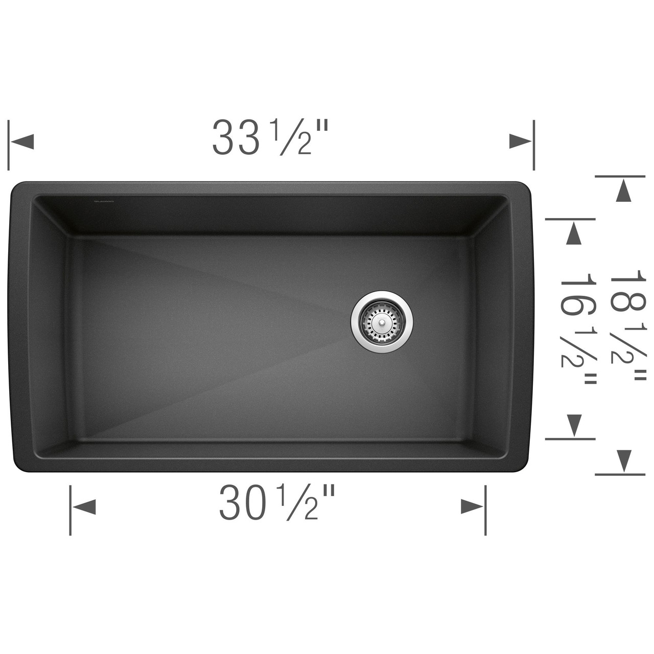 18.5-In X 33.5-In Single-Basin Granite Undermount Residential Kitchen Sink in Anthracite 18.5-In X 33.5-In Single-Basin Granite Undermount Residential Kitchen Sink in Anthracite