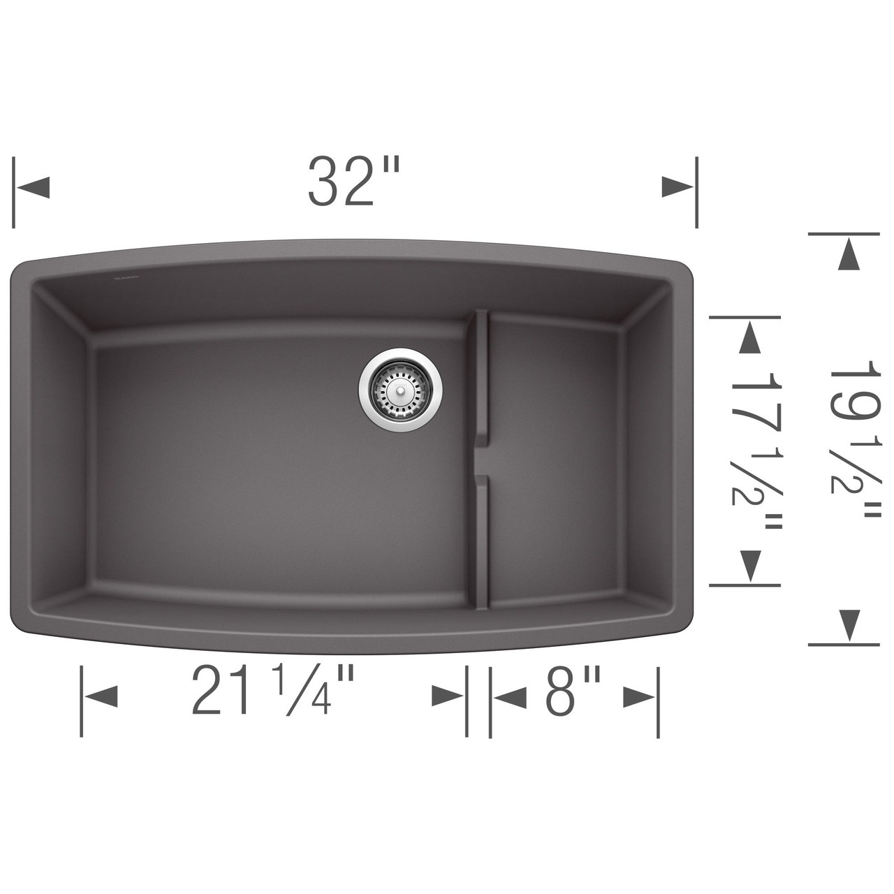 19.5-In X 32-In Single-Basin Granite Undermount Residential Kitchen Sink in Cinder