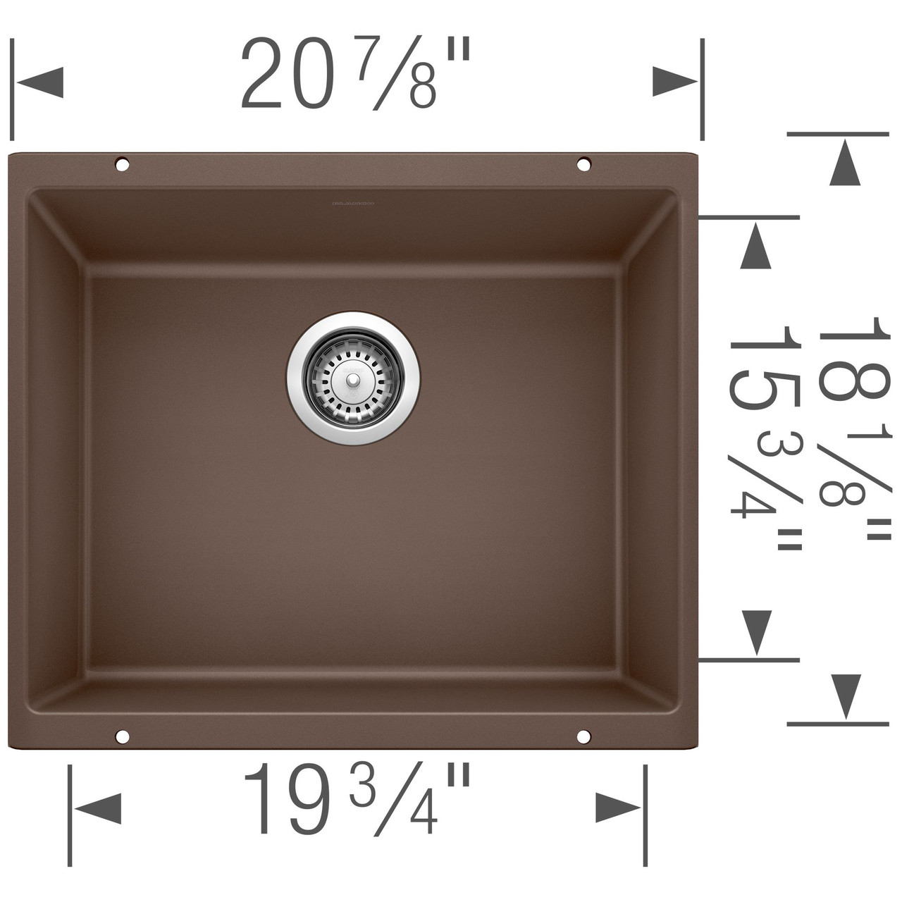 18.11-In X 20.87-In Single-Basin Granite Undermount Residential Kitchen Sink in Cafe Brown 18.11-In X 20.87-In Single-Basin Granite Undermount Residential Kitchen Sink in Cafe Brown