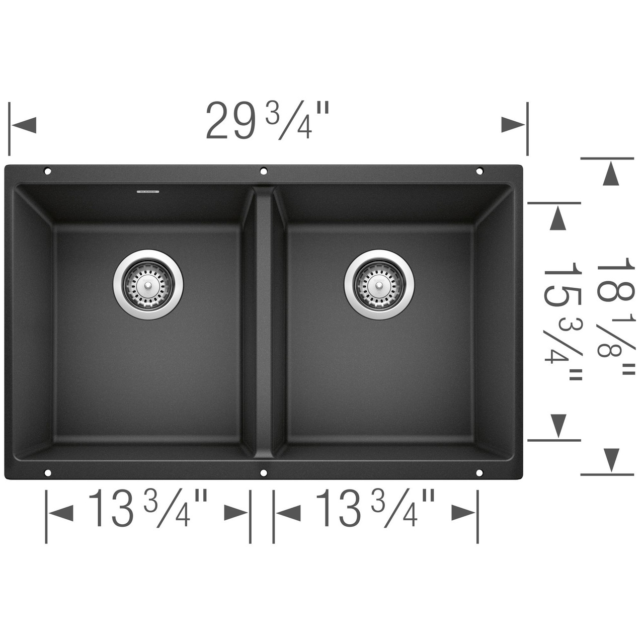 18.12-In X 29.75-In Double-Basin Granite Undermount Kitchen Sink in Anthracite 18.12-In X 29.75-In Double-Basin Granite Undermount Kitchen Sink in Anthracite