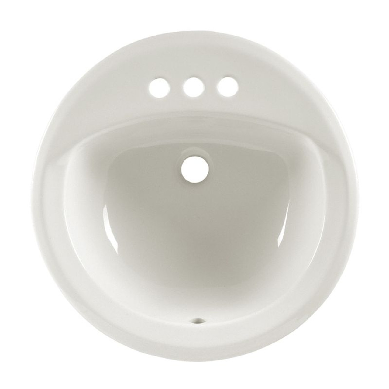 Round Drop Sink with Three Faucet Holes (4 Centers) in White