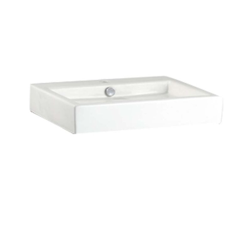 Rectangular Vessel Sink with Single Faucet Hole in White