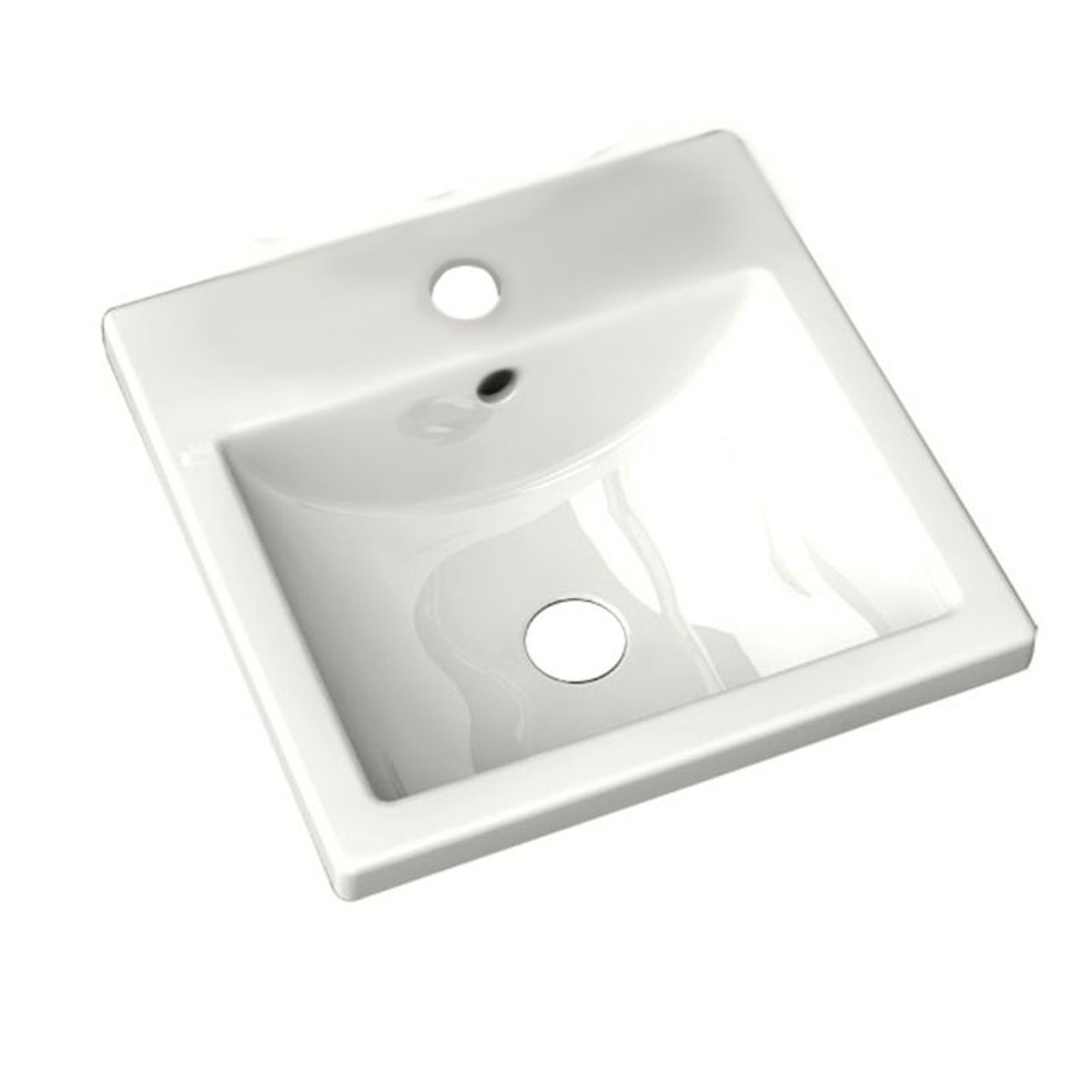 Drop Sink with Single Faucet Hole in White