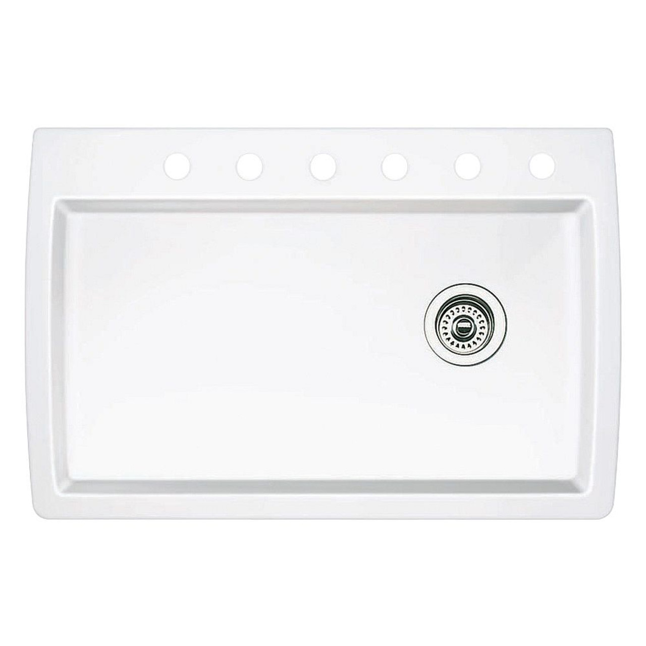 22-In X 33.5-In Single-Basin Granite Drop-In Or Undermount 6-Hole Residential Kitchen Sink in White 22-In X 33.5-In Single-Basin Granite Drop-In Or Undermount 6-Hole Residential Kitchen Sink in White