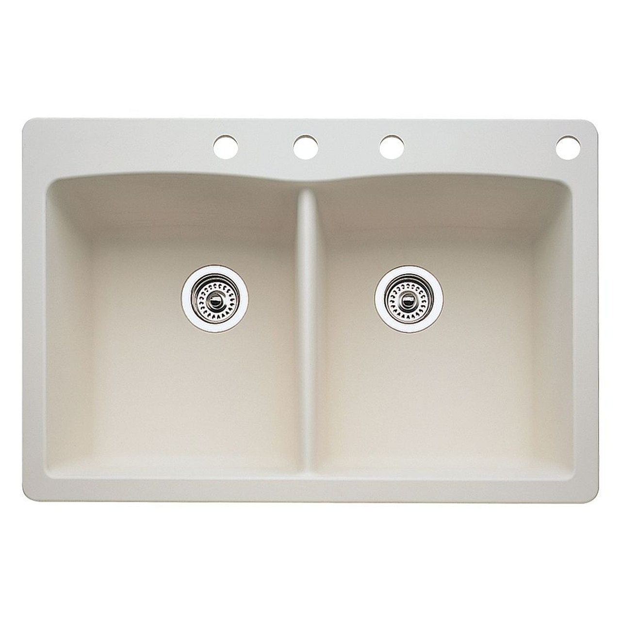 22-In X 33-In Double-Basin Granite Drop-In Or Undermount 4-Hole Residential Kitchen Sink in Biscuti 22-In X 33-In Double-Basin Granite Drop-In Or Undermount 4-Hole Residential Kitchen Sink in Biscuti