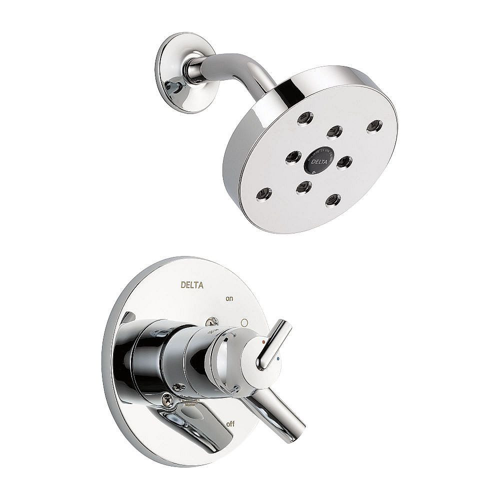 Delta T17259 Dual Function Pressure Balanced Shower Trim with H2Okinetic and Integrated Volumn Control Less Rough-in in Polished Chrome