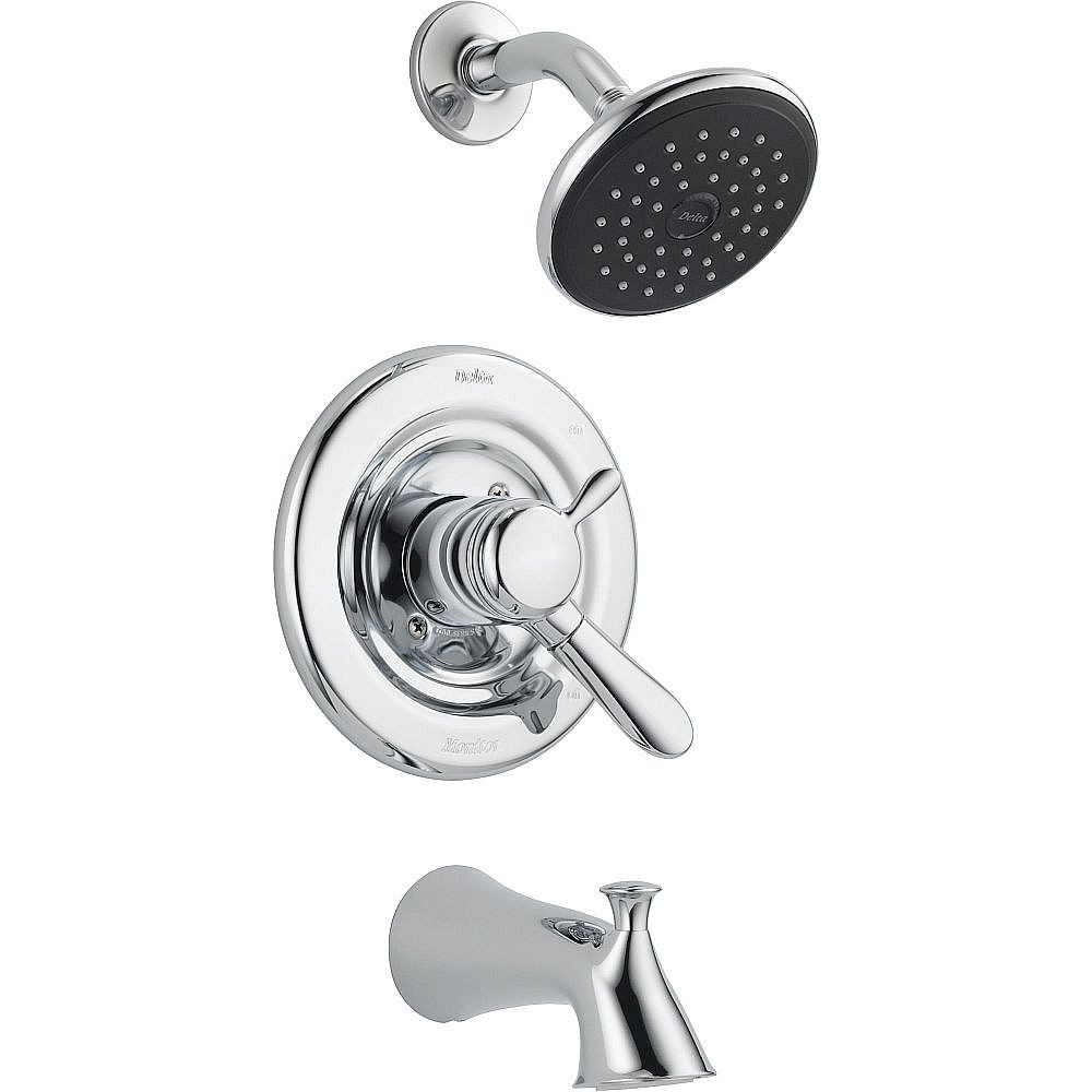 Delta T17438 Lahara Dual Function Pressure Balanced Bath and Shower Trim with Integrated Volume Control Less Rough-in in Polished Chrome