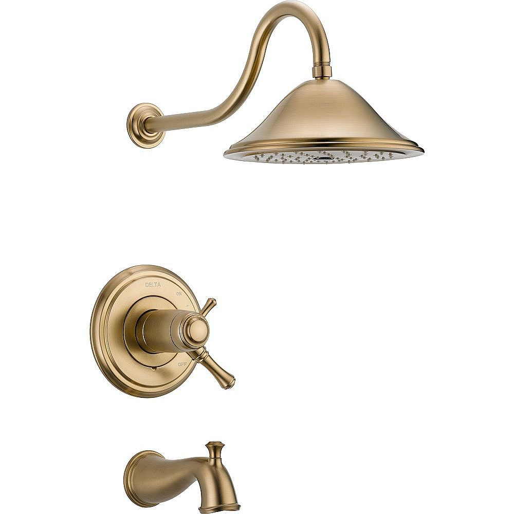 Delta T17T497-CZ Cassidy Dual Function Pressure Balanced Thermostatic Bath and Shower Trim with Internal Volumn Control Less Rough-in in Champagne Bronze