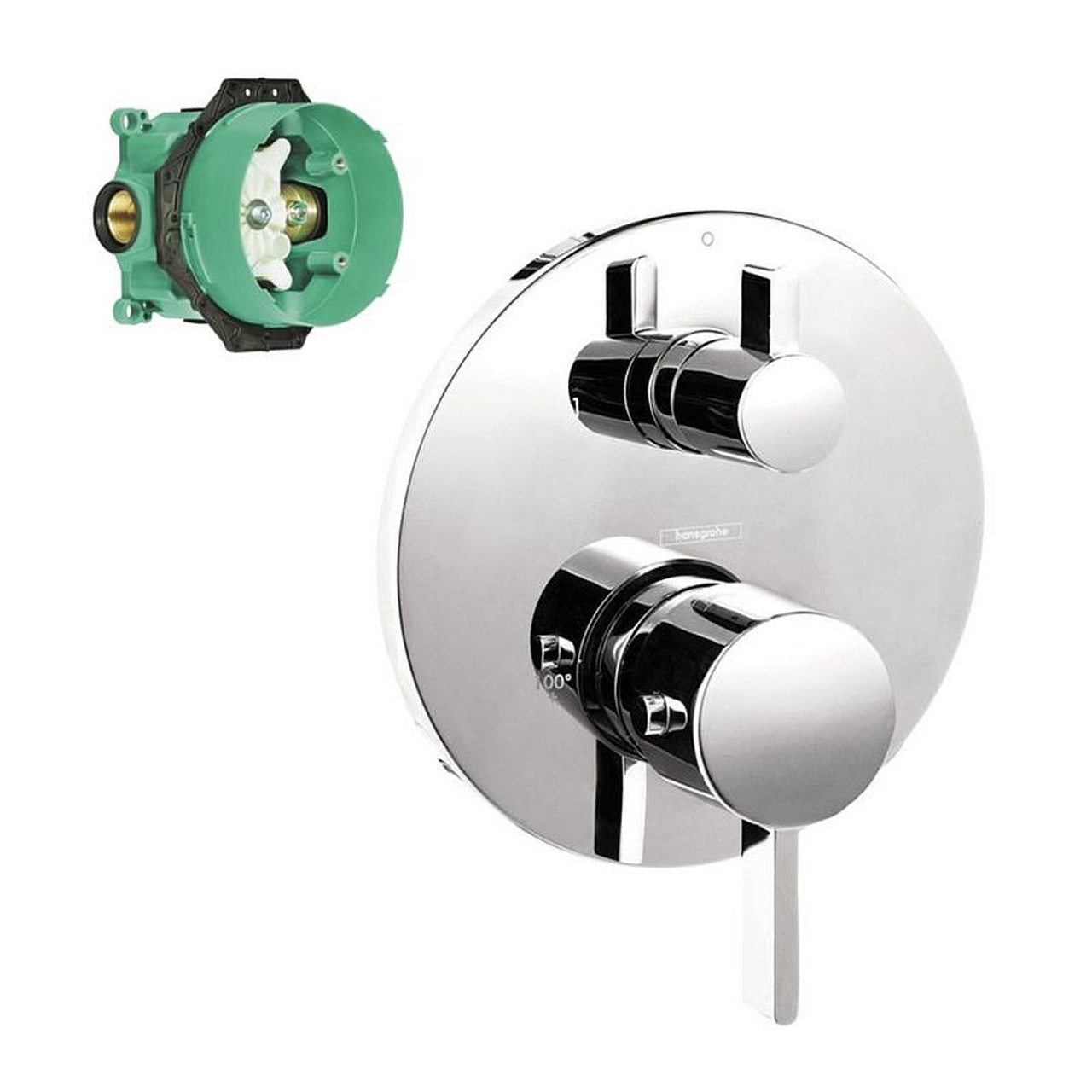 Hansgrohe K04230-01850CR Ecostat S Thermostatic Trim with Volume Control with Rough-In in Chrome