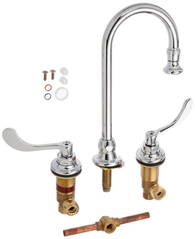 Widespread 1.5 GPM Faucet with Rigid/Swivel Spout and Wrist Blade Handles in Chrome
