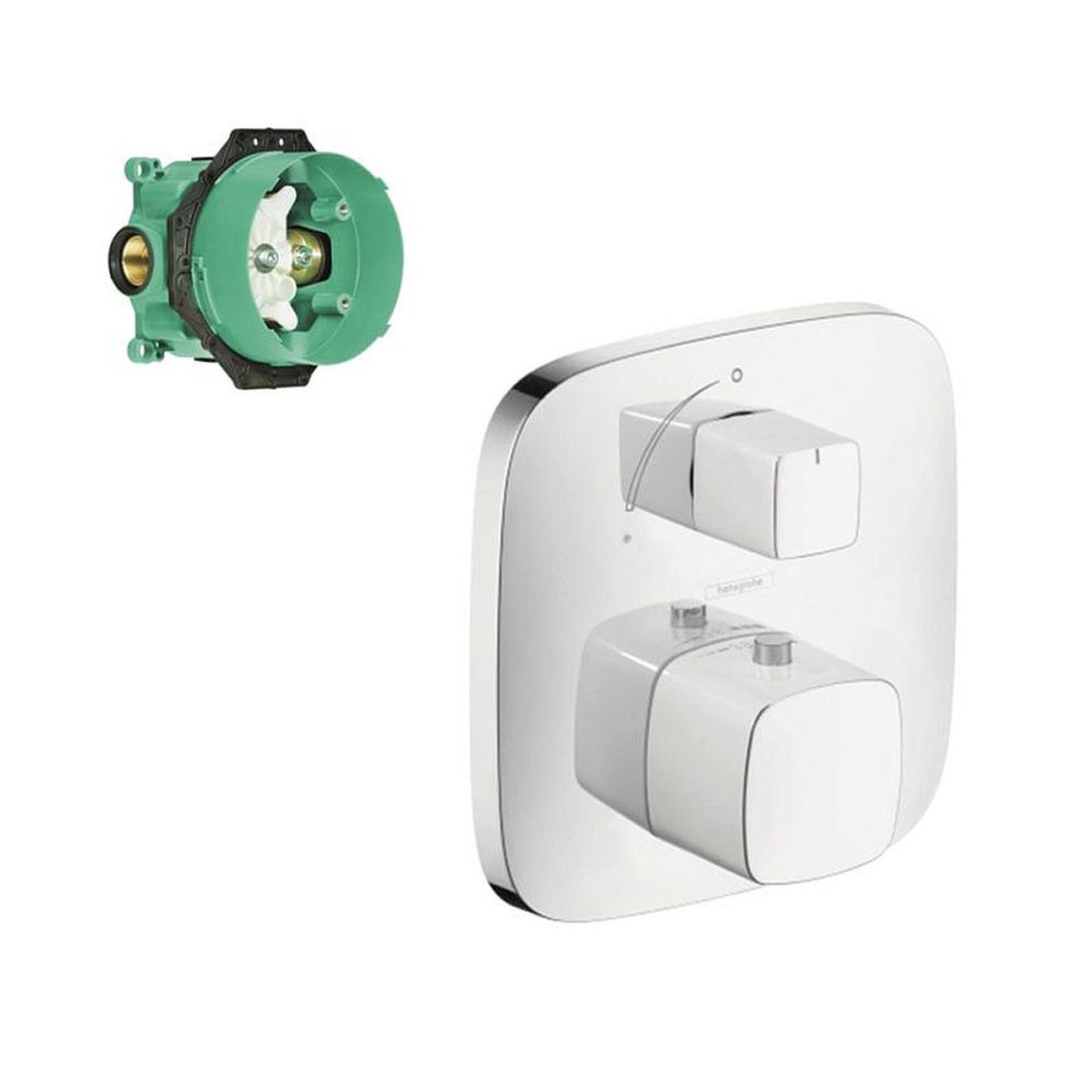 Hansgrohe K15775-01850WC PuraVida Thermostatic Trim with Volume Control with Rough-In in White/Chrome