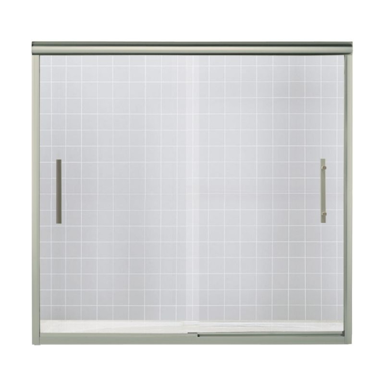 Frameless Sliding Shower Door 55.5-in H x 56.625-59.625-in W with Clear Glass in Brushed Nickel Frameless Sliding Shower Door 55.5-in H x 56.625-59.625-in W with Clear Glass in Brushed Nickel