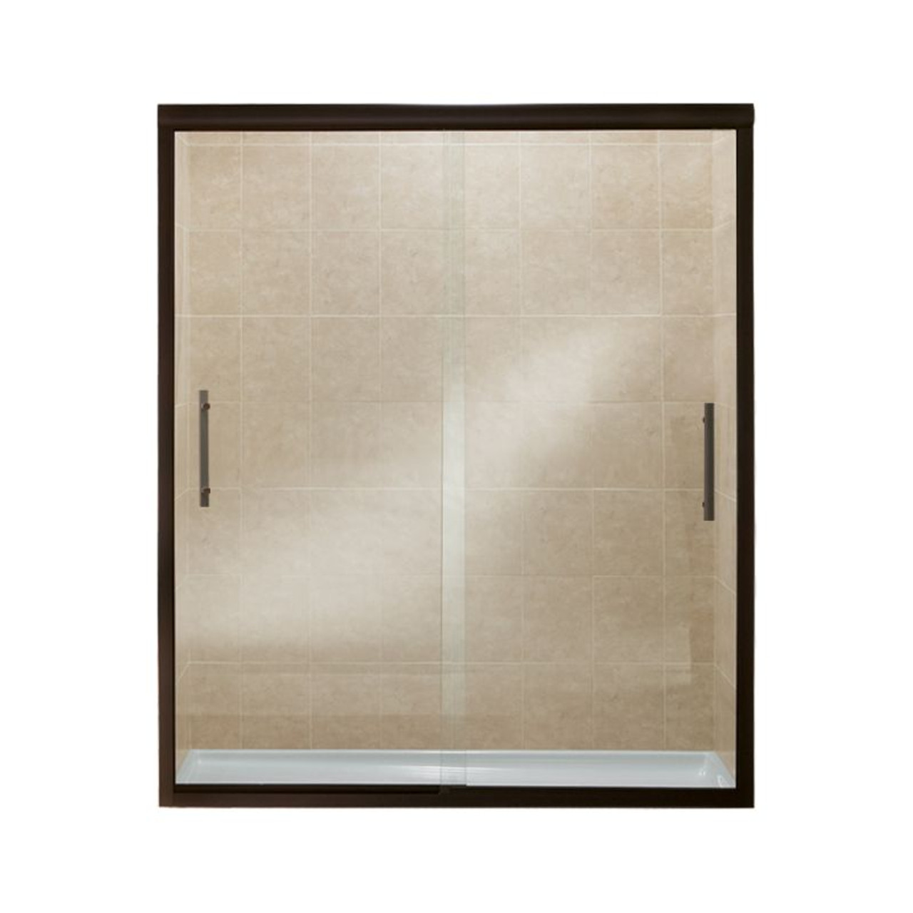 Frameless Sliding Shower Door 70.0625-in H x 44.625-59.625-in W with Clear Glass in Deep Bronze Frameless Sliding Shower Door 70.0625-in H x 44.625-59.625-in W with Clear Glass in Deep Bronze