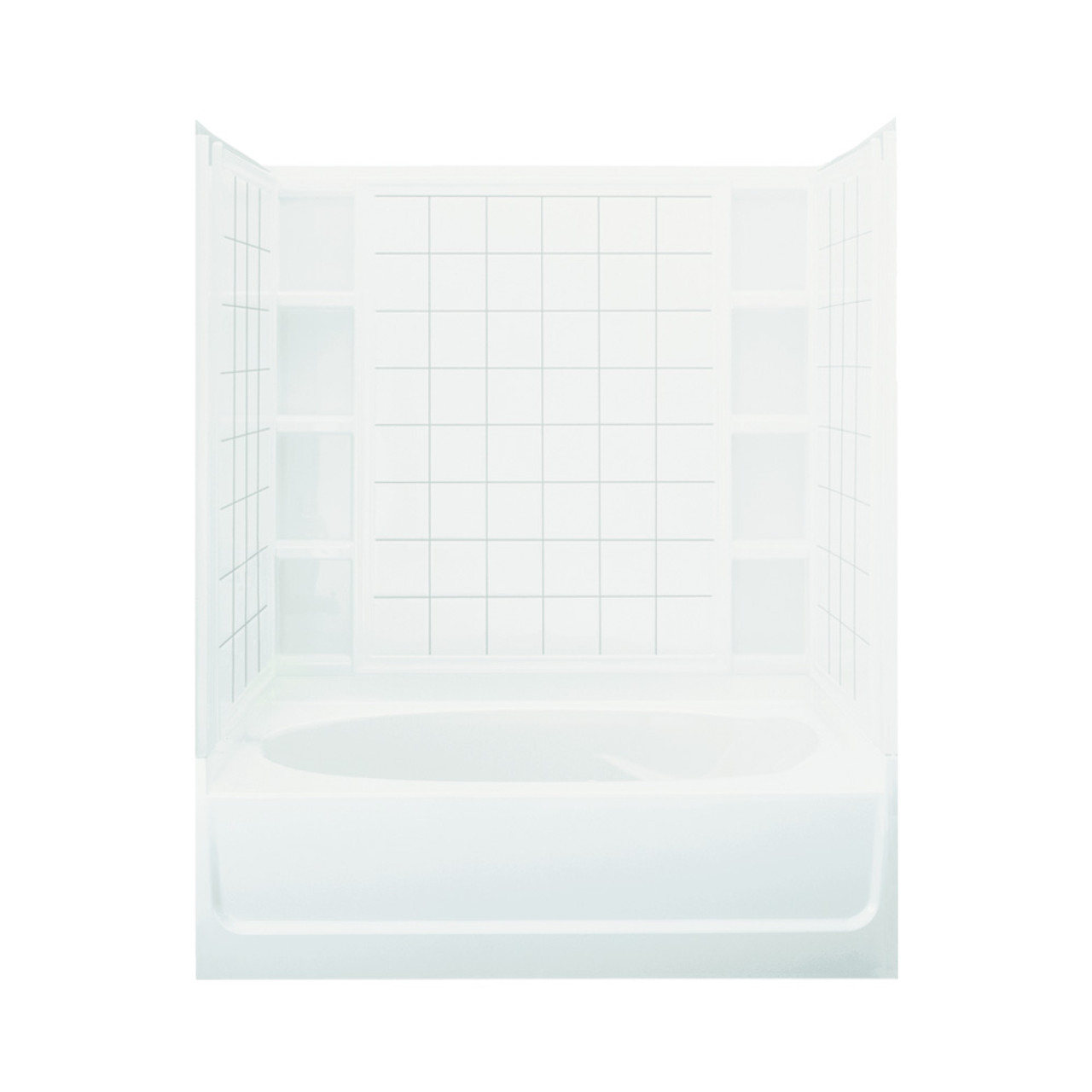 Sterling 71100112-0 74.25-in x 36-in x 60-in Vikrell Wall and Floor 4-Piece Alcove Shower Kit with Bathtub in White Sterling 71100112-0 74.25-in x 36-in x 60-in Vikrell Wall and Floor 4-Piece Alcove Shower Kit with Bathtub in White