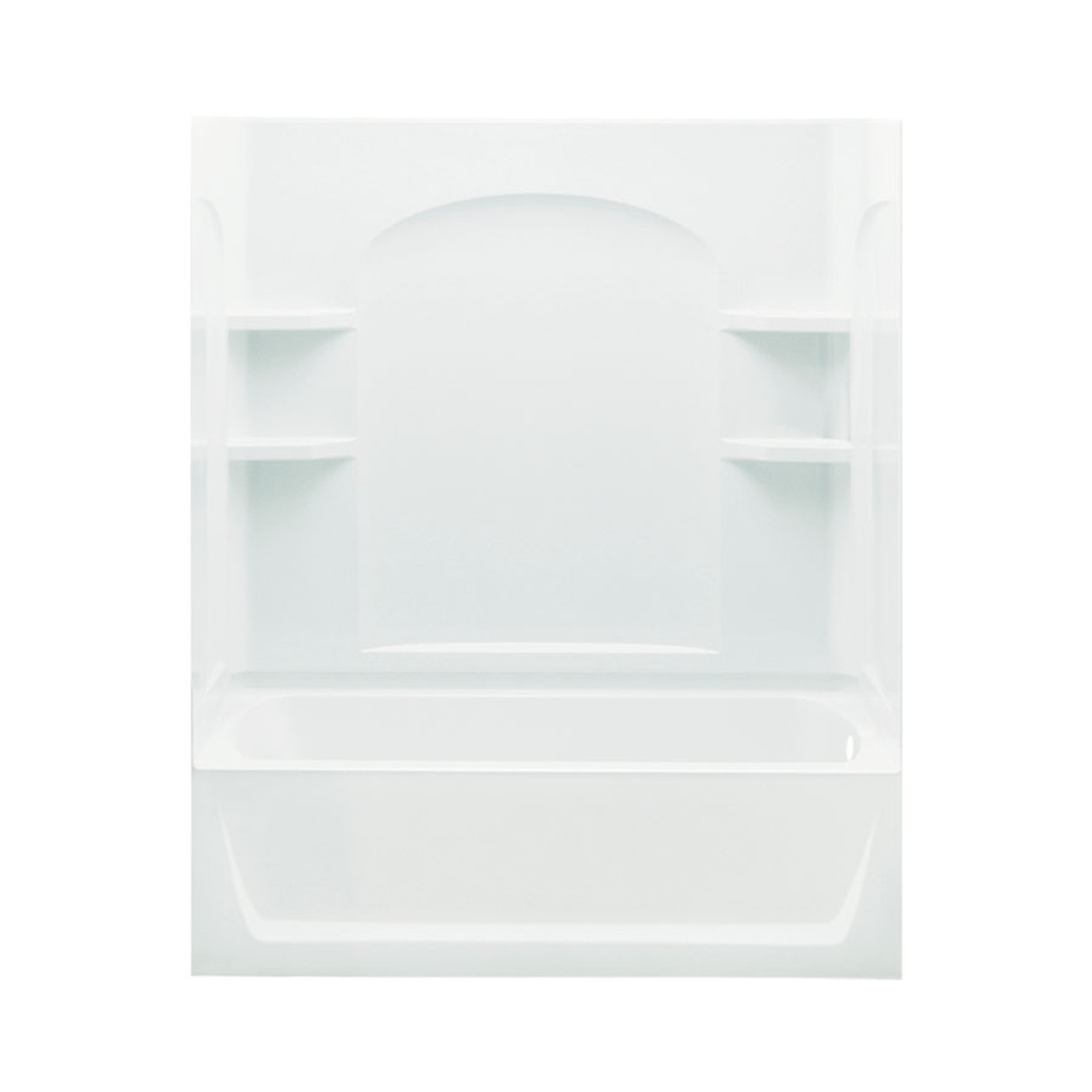 76-in x 32-in x 60-in Vikrell Wall and Floor 4-Piece Alcove Shower Kit with Bathtub in White 76-in x 32-in x 60-in Vikrell Wall and Floor 4-Piece Alcove Shower Kit with Bathtub in White