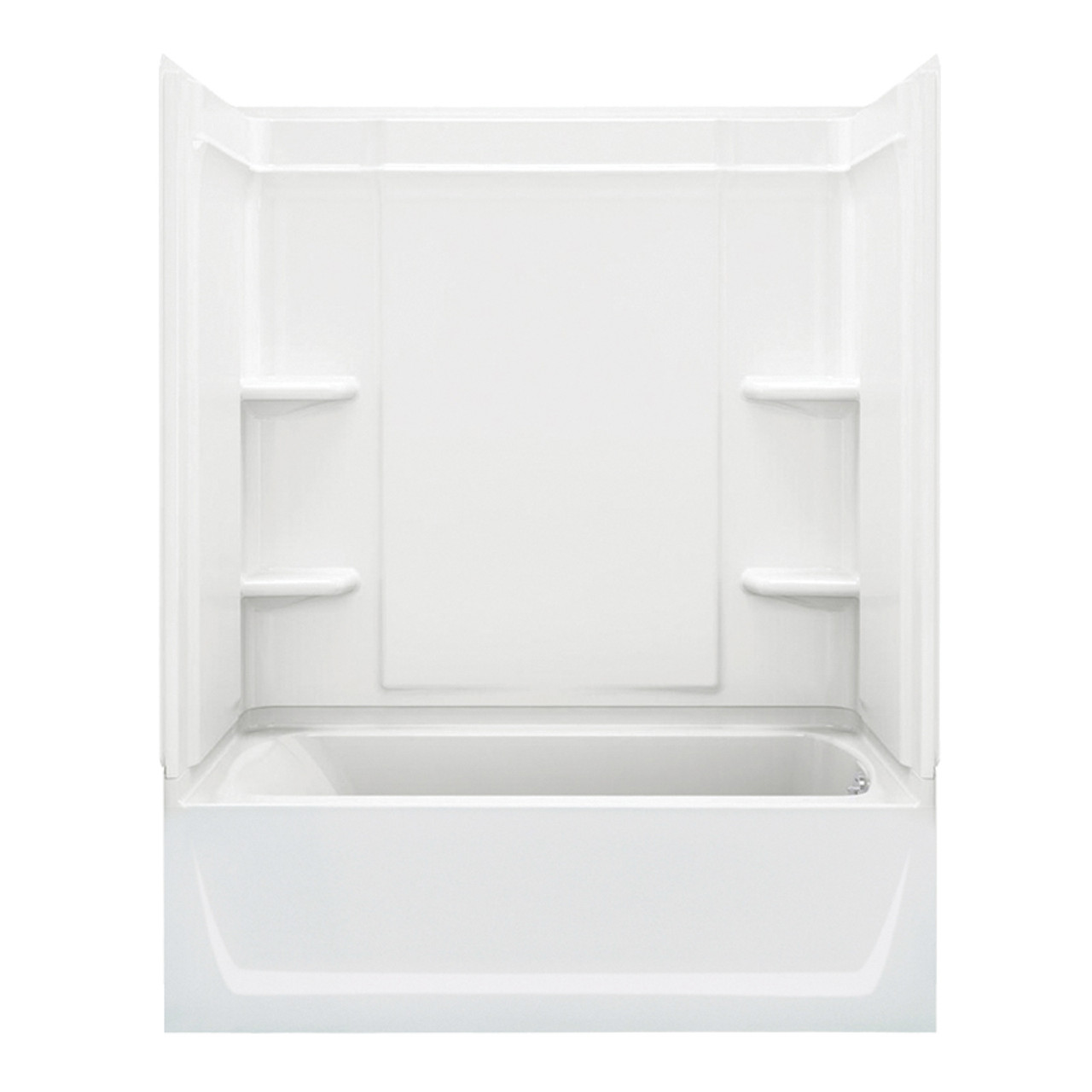 73-in x 60.25-in x 31.25-in Vikrell Wall and Floor 4-Piece Alcove Shower Kit with Bathtub in White 73-in x 60.25-in x 31.25-in Vikrell Wall and Floor 4-Piece Alcove Shower Kit with Bathtub in White