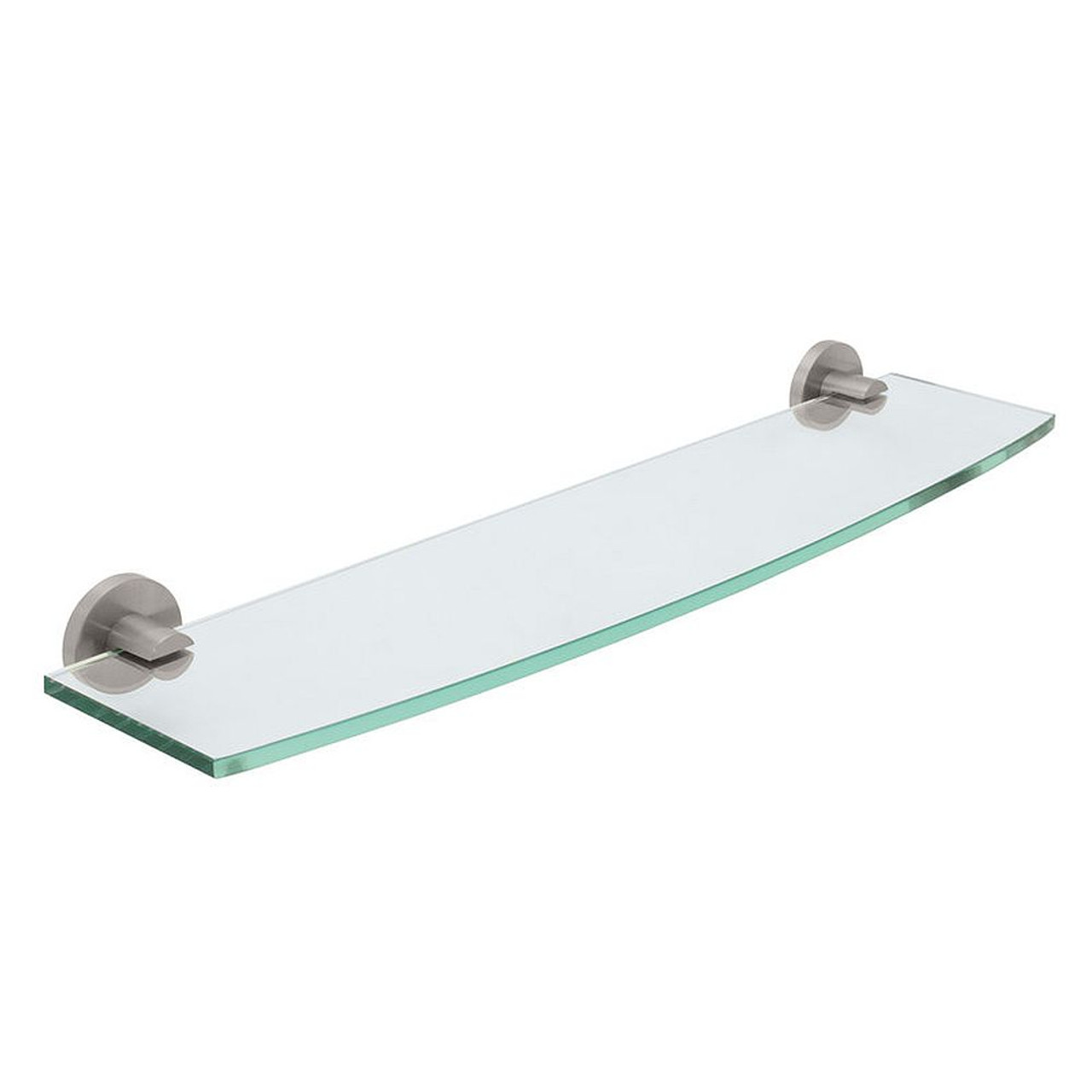 Channel 20 Inch Tempered Curved Glass Shelf in Satin Nickel Channel 20 Inch Tempered Curved Glass Shelf in Satin Nickel