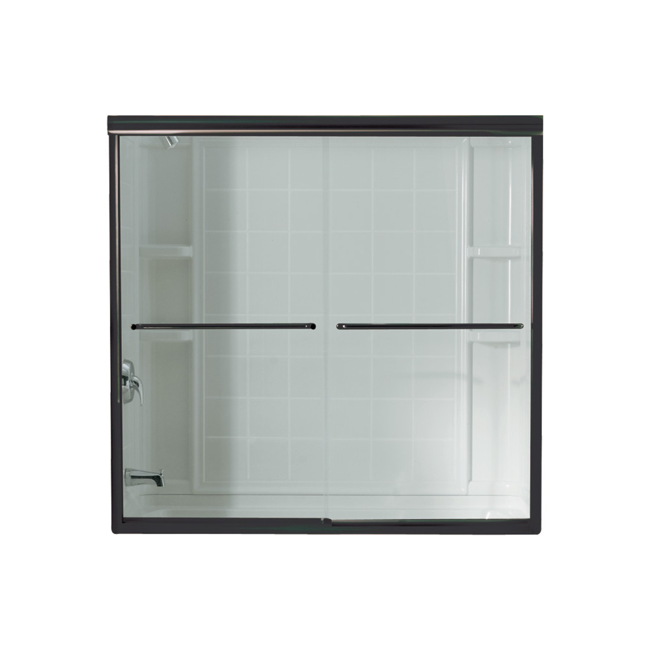 59.625-in x 58.31-in Frameless Bathtub Door in Deep Bronze with Clear Glass 59.625-in x 58.31-in Frameless Bathtub Door in Deep Bronze with Clear Glass