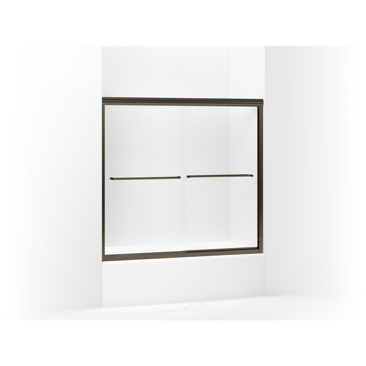 57-in x 55.75-in Frameless Bathtub Door in Deep Bronze with Clear Glass 57-in x 55.75-in Frameless Bathtub Door in Deep Bronze with Clear Glass