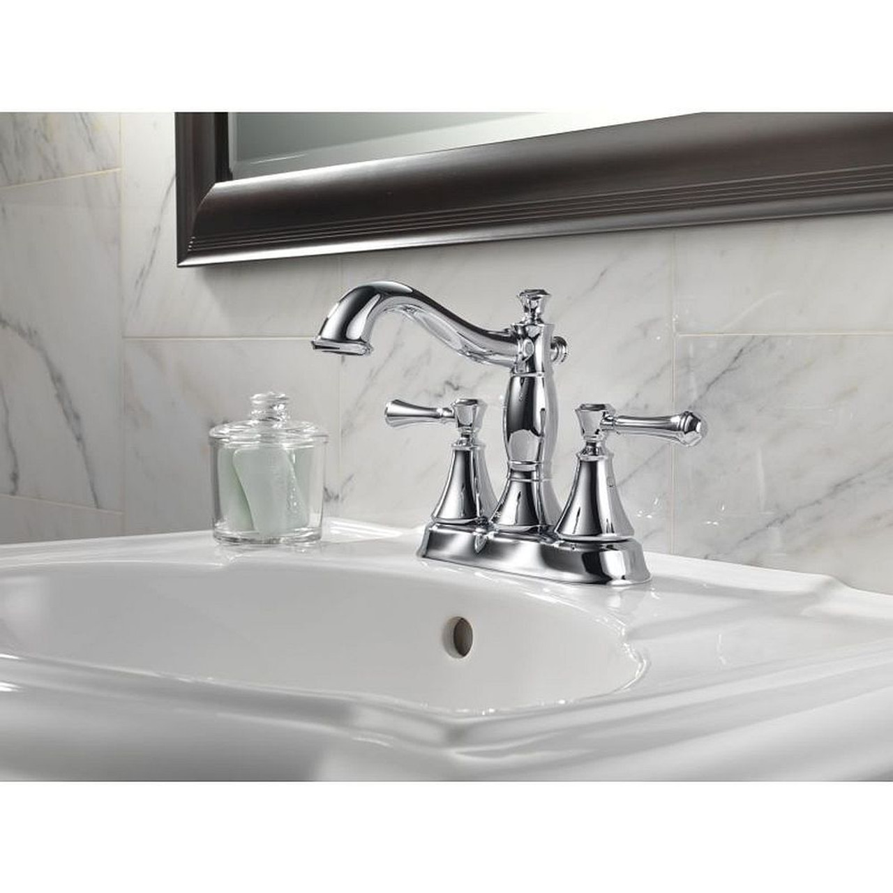 Delta 2597LF-MPU Two Handle Centerset Lavatory Faucet - Metal Pop-Up in Polished Chrome