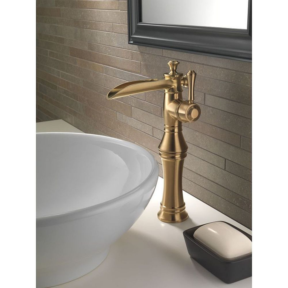 Single Handle Vessel Lavatory Faucet in Champagne Bronze