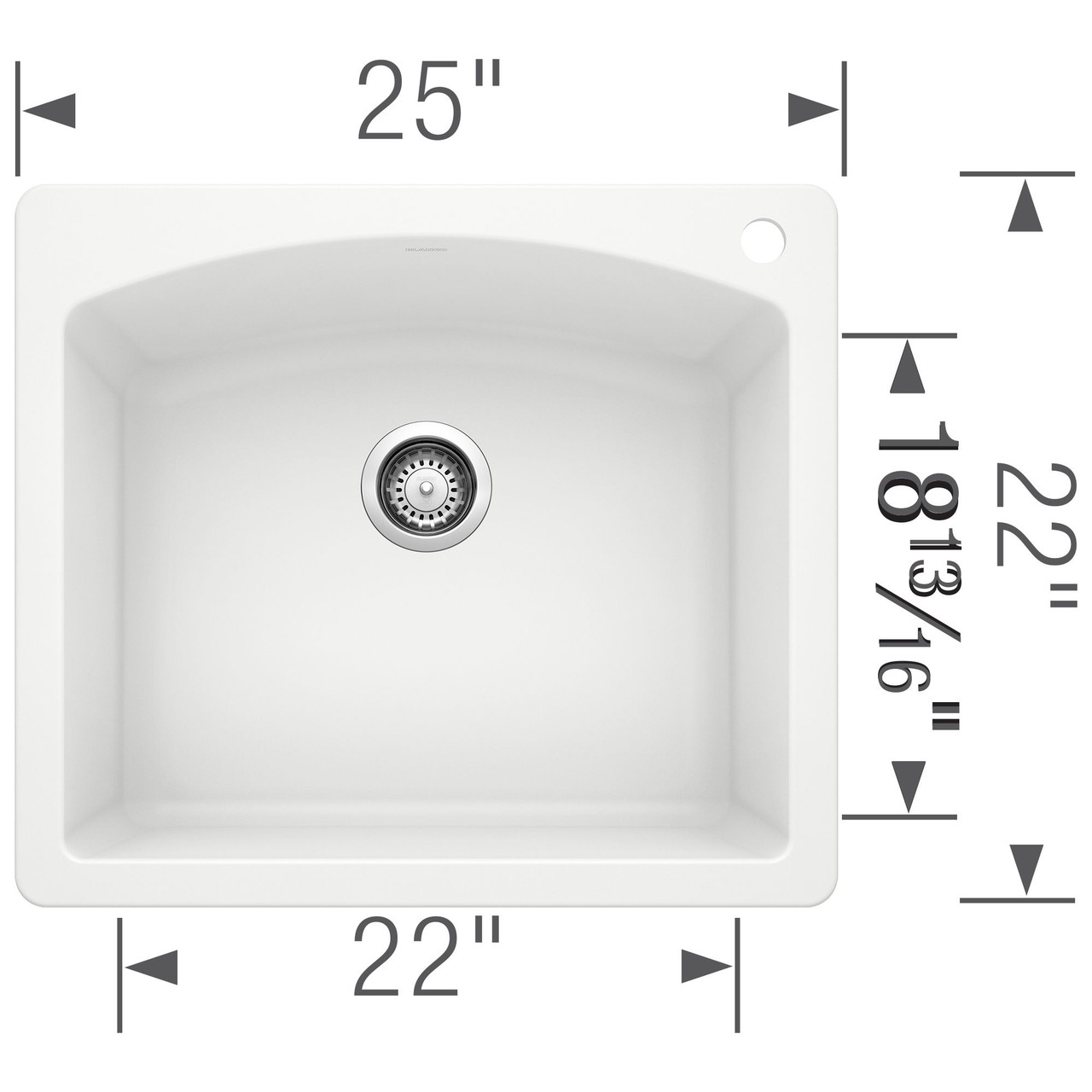 22-In X 25-In Single-Basin Granite Drop-In Or Undermount 1-Hole Residential Kitchen Sink in White