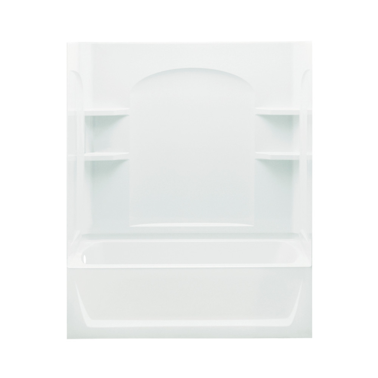 76-in x 32-in x 60.25-in Vikrell Rectangular Skirted Bathtub with Left-Hand Drain and Wall Surround in White 76-in x 32-in x 60.25-in Vikrell Rectangular Skirted Bathtub with Left-Hand Drain and Wall Surround in White