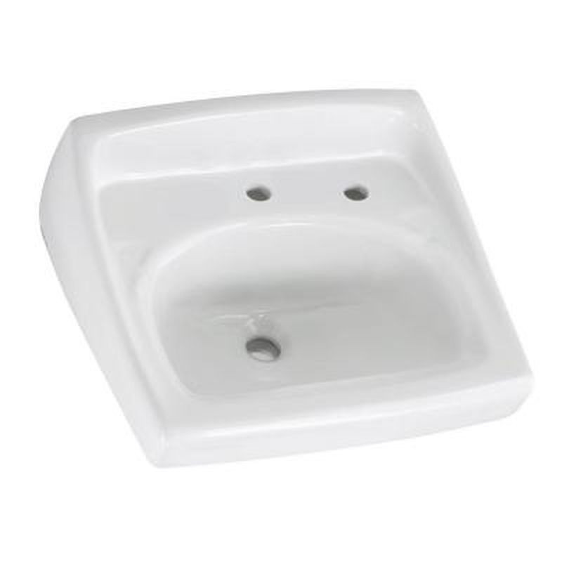 Wall Mounted Lavatory Sink for Wall Hangers (included) or Concealed Arms (not included) with Single Faucet Hole and Extra Right-Hand Hole in White