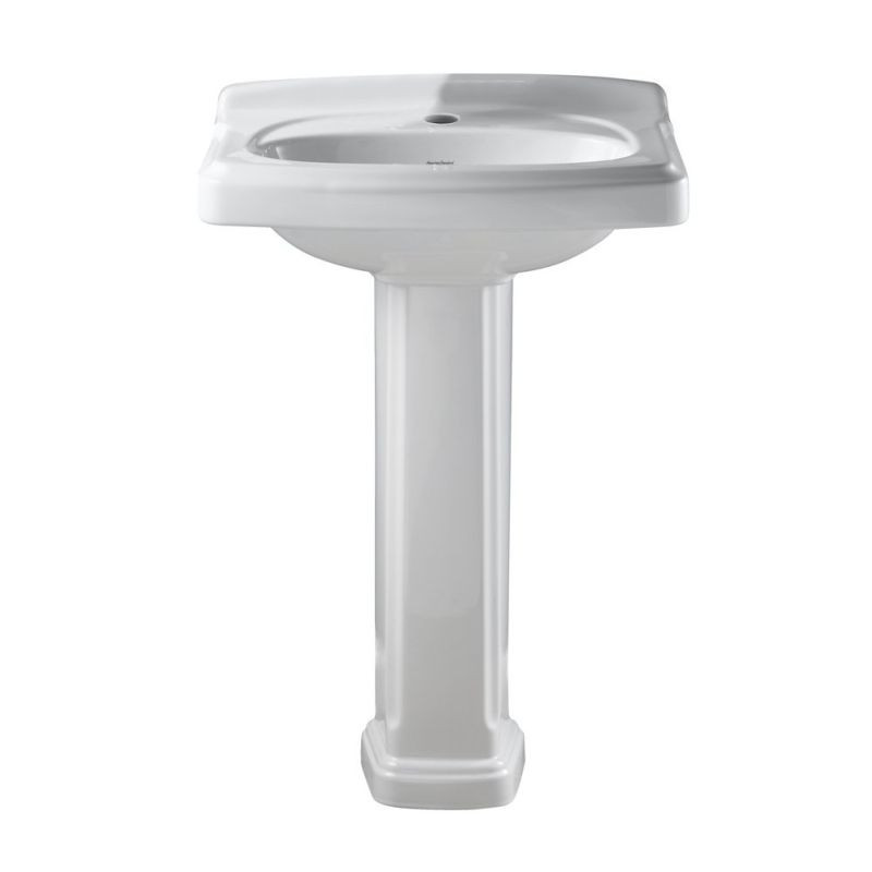 Two-Piece lavatory and Pedestal with Single Faucet Hole in White