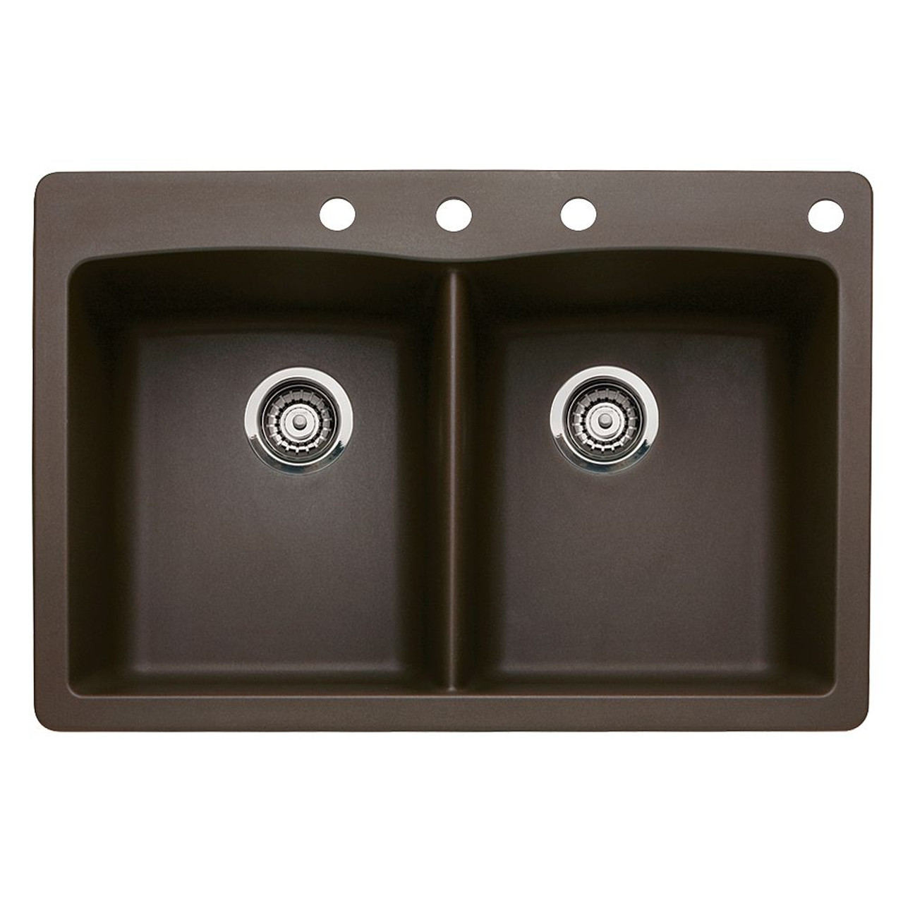 22-In X 33-In Double-Basin Granite Drop-In Or Undermount 4-Hole Residential Kitchen Sink in Cafe Brown 22-In X 33-In Double-Basin Granite Drop-In Or Undermount 4-Hole Residential Kitchen Sink in Cafe Brown