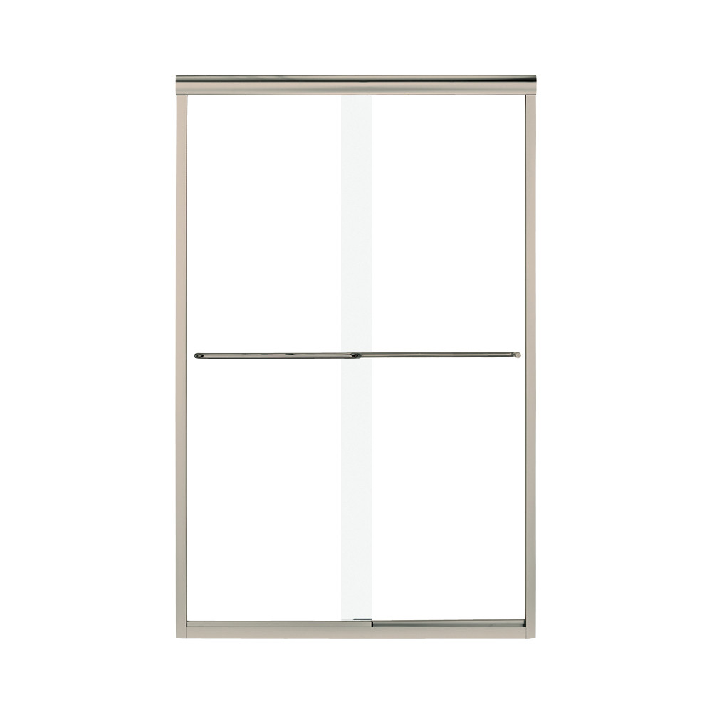 42.625-in to 47.625-in W x 70.0625-in H Frameless Sliding Shower Door in Nickel with Clear Glass