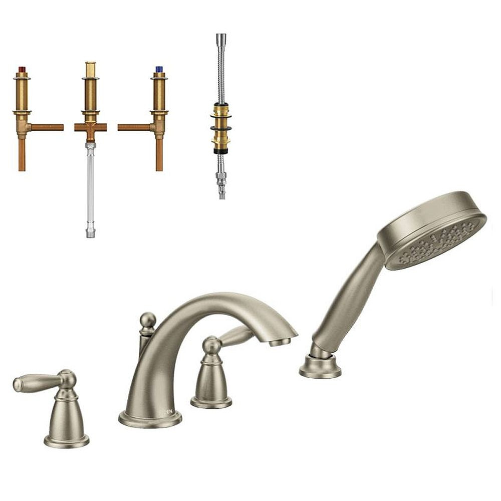8-1/8-Inch Roman Tub Faucet with Hand Shower in Brushed Nickel