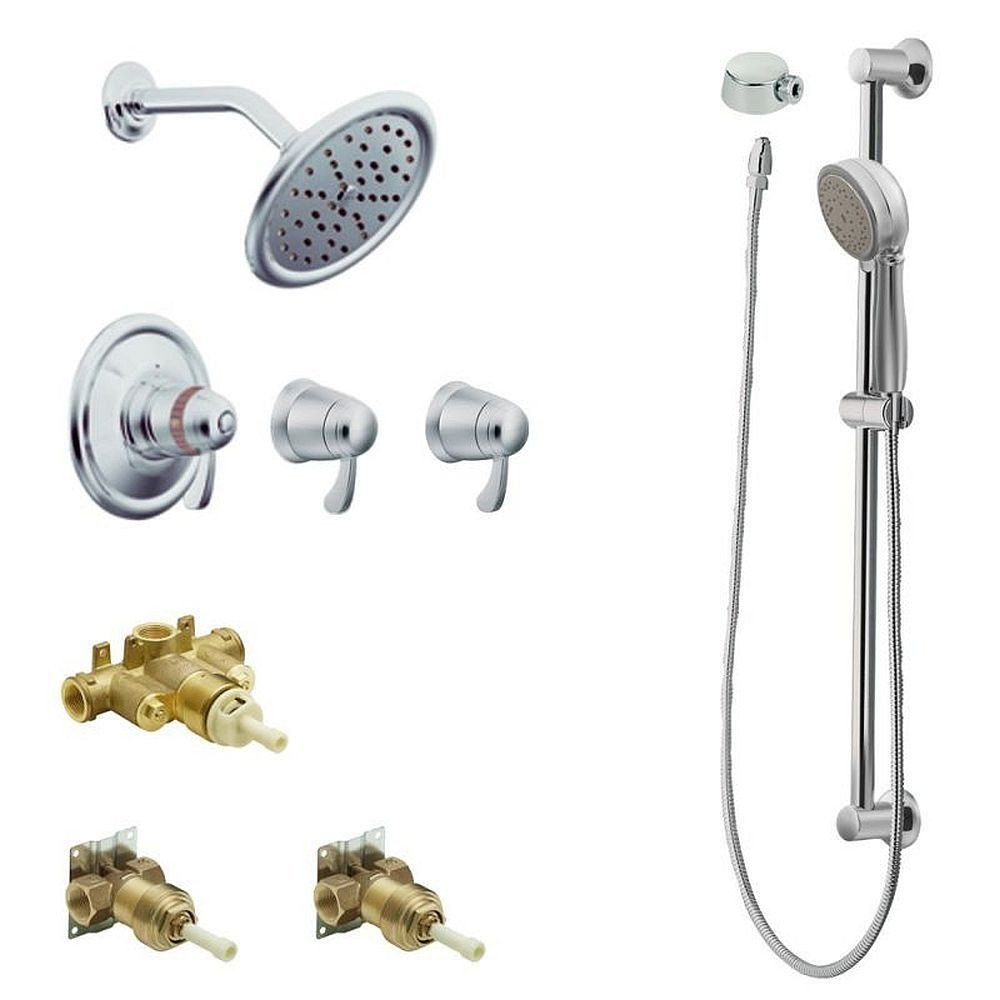 Moen KSPEX-H-TS270CR 7-Inch Rainshower Vertical Spa Kit with Handheld Shower and Slide Bar in Chrome