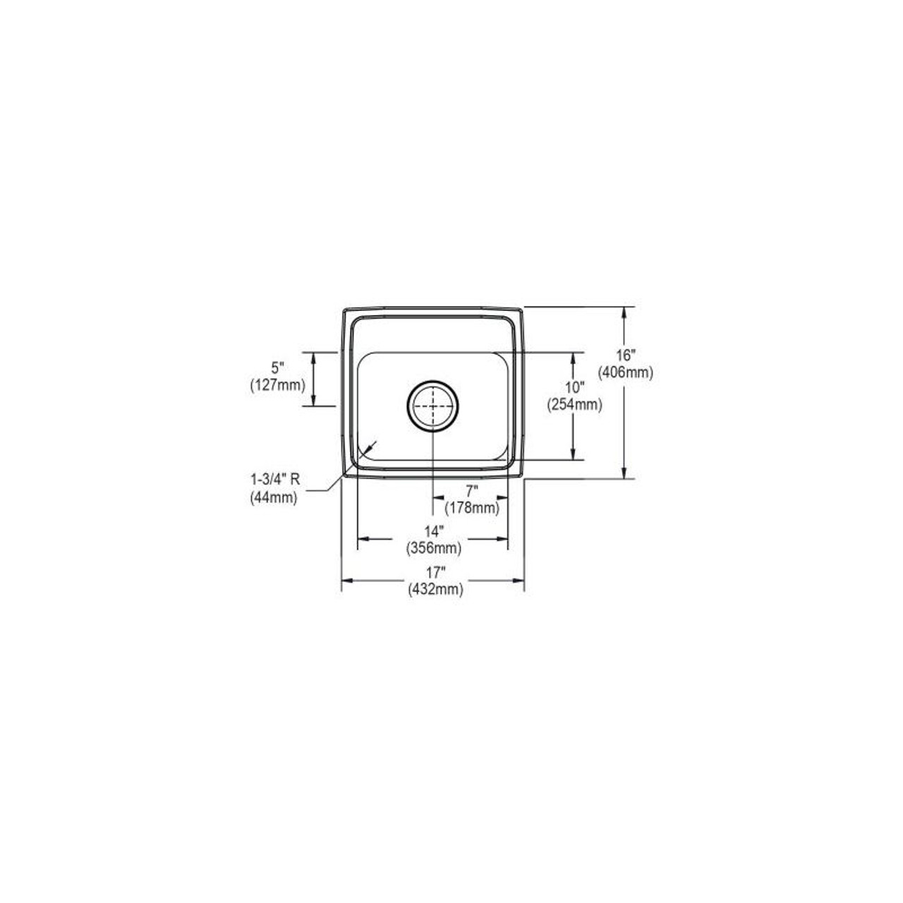 17" x 16" x 7-1/8" 20 Gauge Stainless Steel Single Bowl Drop-in Kitchen Sink with 3 Faucet Holes in Brushed Satin 17" x 16" x 7-1/8" 20 Gauge Stainless Steel Single Bowl Drop-in Kitchen Sink with 3 Faucet Holes in Brushed Satin