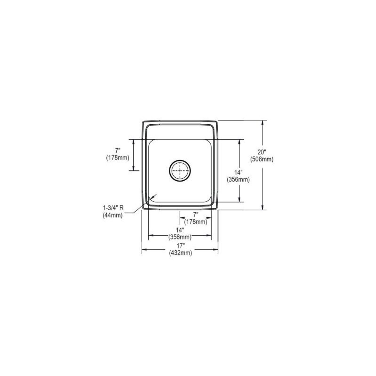 17" x 20" x 7-1/8" 20 Gauge Stainless Steel Single Bowl Drop-in Kitchen Sink with 2 Faucet Holes in Brushed Satin 17" x 20" x 7-1/8" 20 Gauge Stainless Steel Single Bowl Drop-in Kitchen Sink with 2 Faucet Holes in Brushed Satin