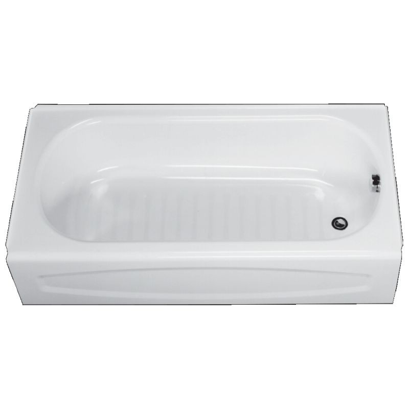 60-in x 30-in Enameled Steel Bathtub with Left Hand Outlet and Integral Apron