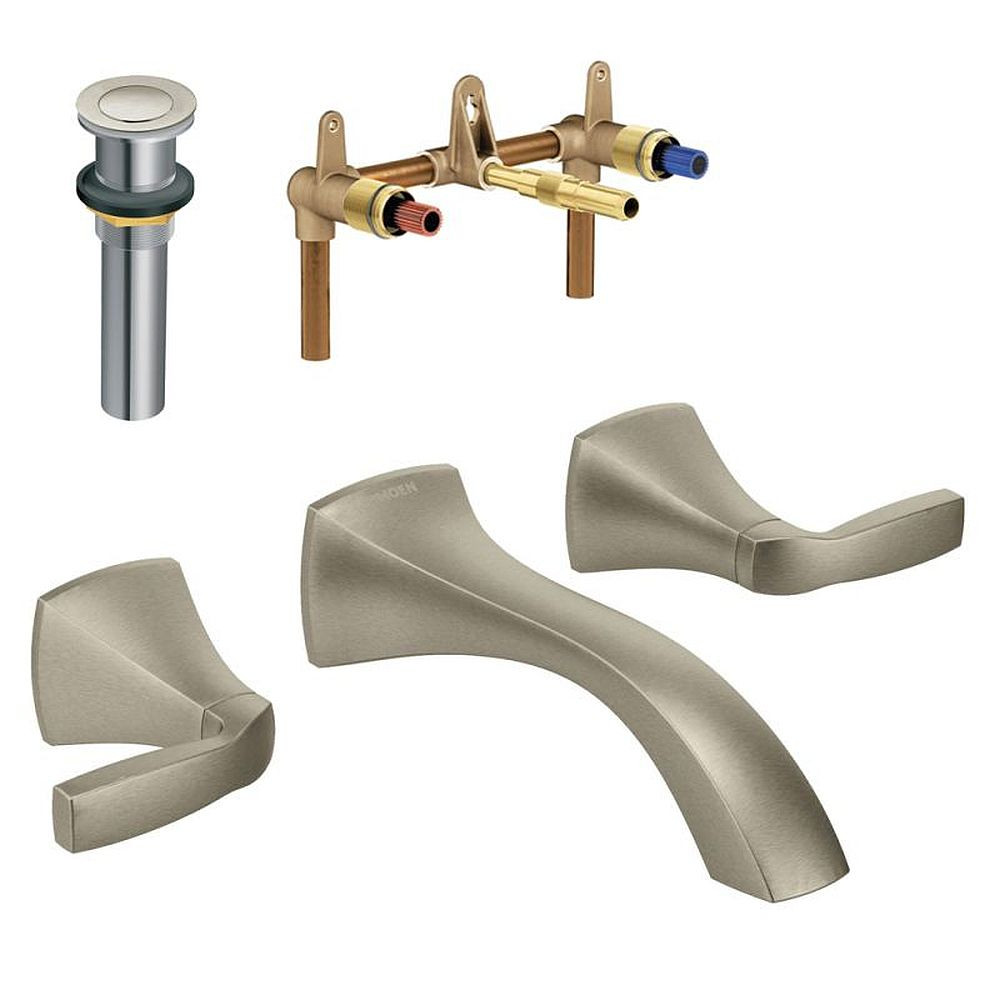 Moen KLVO-W-T6906BN Two-Handle Wall-Mount Lavatory Faucet in Brushed Nickel